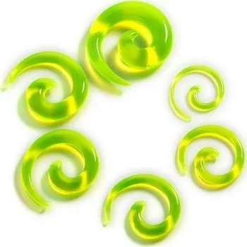 Piercing Roztahovák do ucha - spirála průhledná zelená (8 mm)