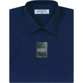 Pánská košile Pánská košile AMJ Comfort fit s krátkým rukávem - tmavě modrá JK87 velikost: 39, délka rukávu: krátký rukáv