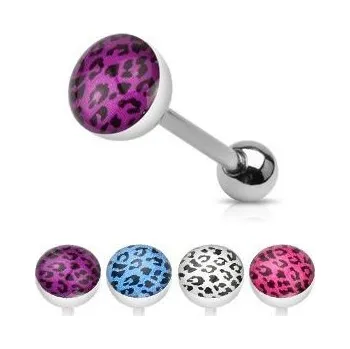 Piercing Piercing do jazyka leopardí vzor (bílá, 1,6 x 16 mm)