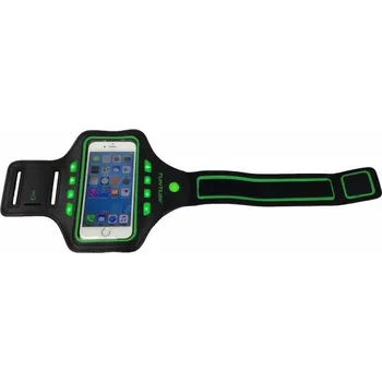 Pažní pouzdro na mobil TUNTURI s LED diodami zelená