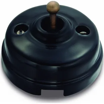 vypínač FONTINI by Font Barcelona Porcelánový vypínač Dimbler černá/antická bronz páčka Řazení: Vypínač č.6 – schodišťák, Úprava: s dírou pro kabel 60 308 25 2