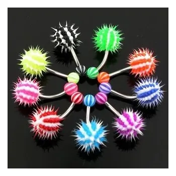 Piercing Piercing do pupíku - silikonový střapec (růžová/bílá)