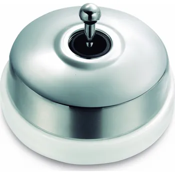 vypínač FONTINI by Font Barcelona Porcelánové páčkové tlačítko Dimbler - bílý porcelán/kryt kov základna: bílý porcelán, Kryt: chrom 60 312 68 2