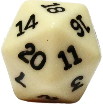 Hrací kostka Kostka dvacetistěnná (D20) - slonová kost/černá (20mm) (Chessex)