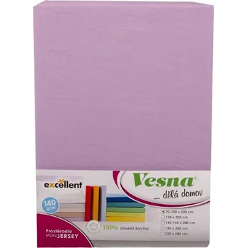 Vesna Prostěradlo MAKO bavlna JERSEY světle fialové 120x200 cm