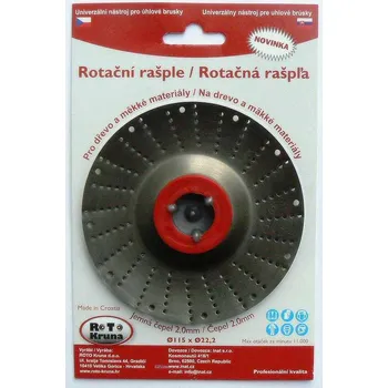 Brusný kotouč ROTO Kruna Rotační rašple pro úhlovou brusku 115 mm