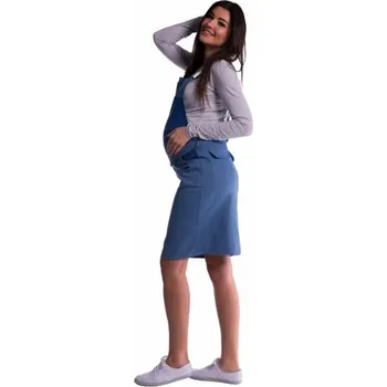 Těhotenská móda Be MaaMaa Těhotenské šaty/sukně s láclem - modré, S (36)