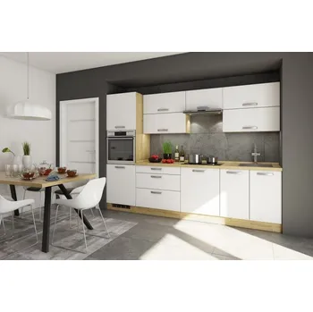 Kuchyňská linka Recenze Decodom Sabrina 280/280 cm bílá/dub arlington