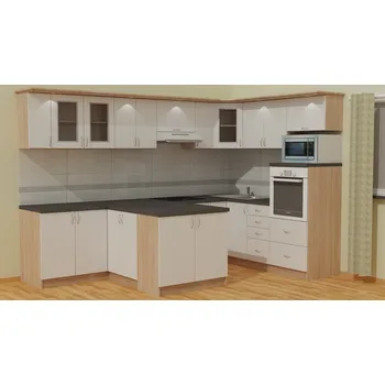 Kuchyňská linka Nabytekmorava Kuchyňská linka Bára D barva kuchyně: D.SONOMA / BÍLÁ, pracovní deska: NE BEZ PRACOVNÍ DESKY