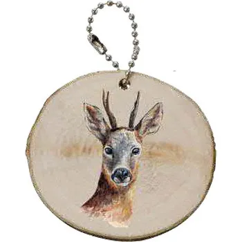 Dřevěný přívěsek na klíče pro myslivce - Srnec - posl. 1ks