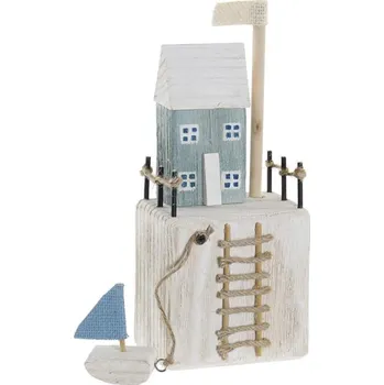 Dekorace "PŘÍSTAV" MDF 11.5x11.5x25.5cm