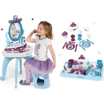 Dětská kuchyňka Set kosmetický stolek Frozen Smoby se židlí a čajová souprava s tácem Frozen