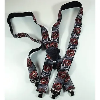 Kšandy Pánské gumové motorkářské šle s potiskem Lebka 2.