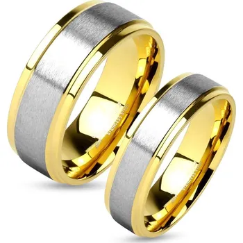 Prsten Ocelové snubní prsteny zlacené 52 mm