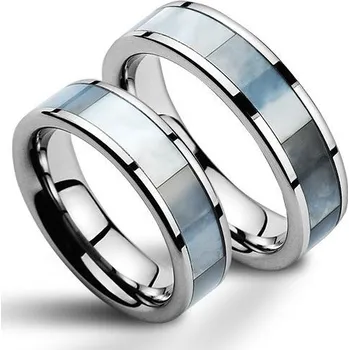 Prsten NWF1028 Wolframové snubní prsteny s perletí - pár