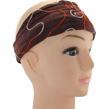 Šátek Látková čelenka s výšivkou Tampal Hutan, hnědá, Sittar