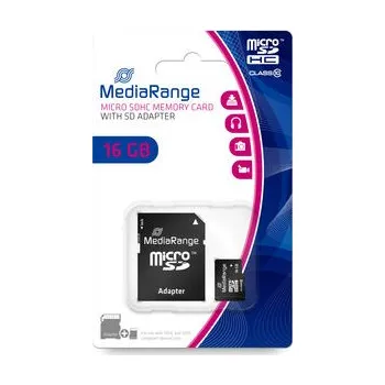 Počítač Secure Digital Card 16GB micro Mediarange Class 10 + SD adapter MR958