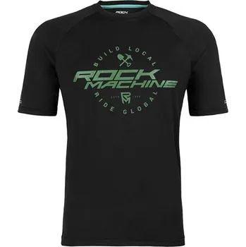 cyklistický dres Rock Machine Parts Enduro s krátkým rukávem M černý/zelený