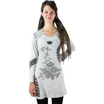 Dámské šaty Světle šedé bavlněné etno šaty z Nepálu, Gavya Kelabu, Sittar.cz XXL