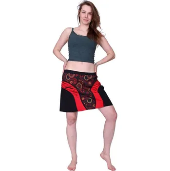 Dámská sukně Mini sukně s výšivkou a elastickým pasem Mandala Merah, Sittar, VÝPRODEJ, SLEVA S/M