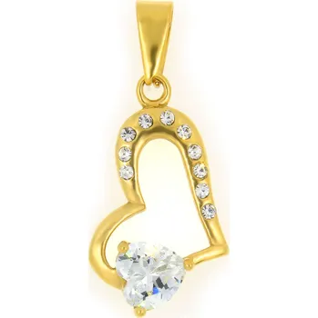 Přívěsek BRUNOshop.cz Přívěsek SRDCE GOLD s kamínky