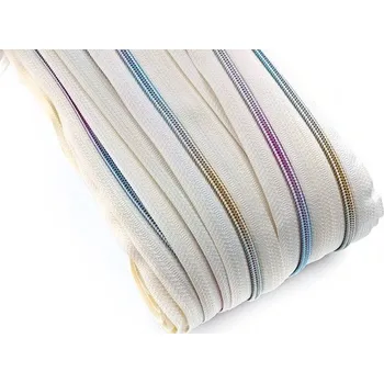 Zip Zip spirálový v metráži 5mm duhové zoubky smetanová