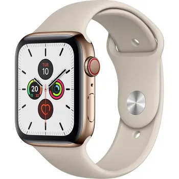 Chytré hodinky Recenze Apple Watch Series 5 GPS + Cellular 44 mm Stainless Steel Gold Stone Sport Band