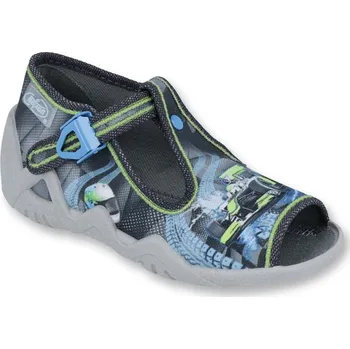 Chlapecké bačkory Bačkůrky papučky Befado Snake 217P102 modrošedé s formulí velikost: 26