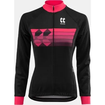 cyklistický dres Dres KALAS MOTION Z dlouhý rukáv černý/růžový DÁMSKÝ vel. 3/M