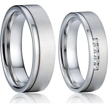 Prsten AN1012-Zr Snubní prsteny chirurgická ocel - pár - Ocelové snubní prsteny