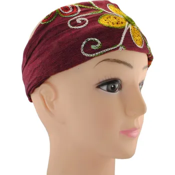 Šátek Látková čelenka s výšivkou Kilau Anggur, vínově červená, Sittar