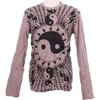 Pánské tričko Pánské tričko Sure s dlouhým rukávem - Yin&Yang Brown, Sittar M