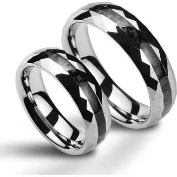 Prsten NWF1047 Wolframové snubní prsteny s karbonem - pár