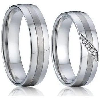 Prsten AN1004-Zr Snubní prsteny chirurgická ocel - pár - Ocelové snubní prsteny