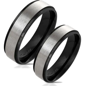 Prsten Černé ocelové prsteny - pár OPR0076