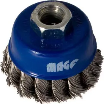 Brusný kotouč Ocelový hrnkový kartáč 65mm, copánkový SS 0,50, závit M14x2 - NEREZ MAGG BL97007N