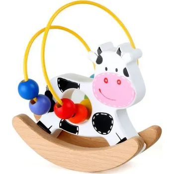 Dřevěná hračka Legler Motorické labyrinty Zvířátka se smyčkou Kravička