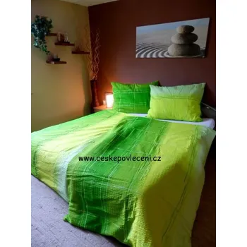 Povlečení Bavlněné povlečení Cákance zelené francouzský rozměr 2x70x90/200x220