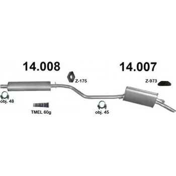 Střední díl výfuku Výfuk FIAT PUNTO 1.2, 1994-1999, sada/komplet IZAWIT IZ14008A14007