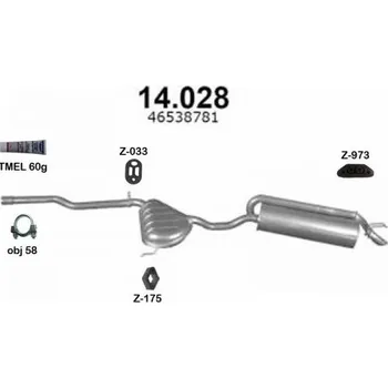 Střední díl výfuku Výfuk Fiat Marea 1.6i-16V, kombi, sedan, sada/komplet IZAWIT IZ14028