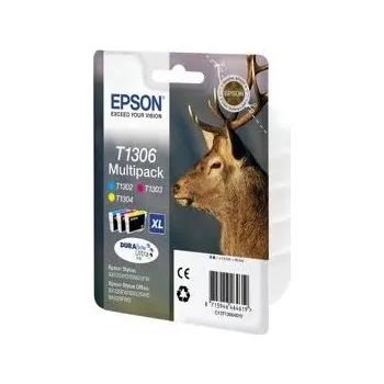 Epson sada inkoustů (cmy) , T130640, azurová, purpurová, žlutá, T1302/T1303/T1304 objem tiskové náplně 55,7ml, pro barevnou inkoustovou tiskárnu / kopírku Epson Stylus Office BX525WD/SX620FW