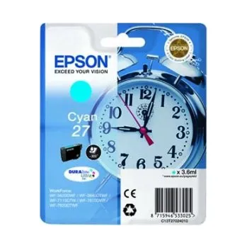 Epson azurový (cyan) inkoust, T270240, objem tiskové náplně 3,6ml, pro barevnou inkoustovou tiskárnu Epson WorkForce WF-3620 DTWF/3640 DTWF/7620 DTWF