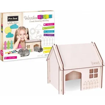 Pet Inn domek dřevěný skládaný šikmá střecha 12,5x11,1x13,0cm