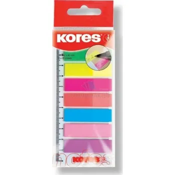Samolepící bloček Samolepící záložky Kores Index Strips 12x45mm, plastové, na pravítku