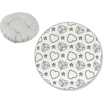Podsedák Bellatex kulaté prošívané sedáky na židle Adéla Hnědé srdce na bílé, 40 cm