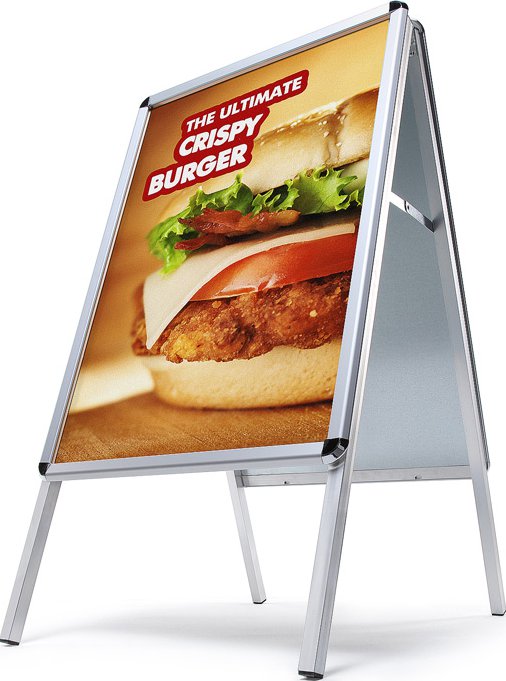 Reklamní áčko A2, oblý roh, profil 32mm, metalová záda