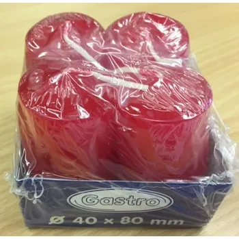 Svíčka Svíčka válcová OE 40x80mm (cena za 4ks) Barva: Červená