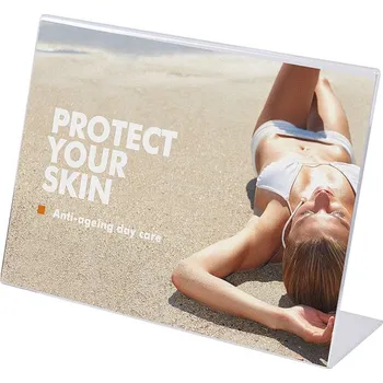 Plexi stojánek typu L formát A6 na šířku