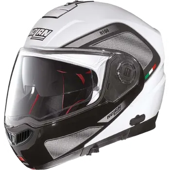 Helma na motorku Nolan N104 Absolute Tech N-Com Metal White