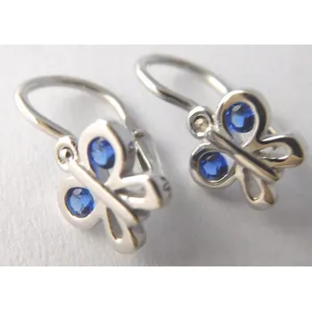 Náušnice Klenoty Budín Zlaté dětské náušnice z bílého zlata se safíry (motýlky) 585/0,99gr 336041232 (Klenoty Budín Zlaté dětské náušnice z bílého zlata se safíry (motýlky) 585/0,99gr 336041232)
